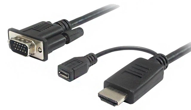 PremiumCord převodník HDMI na VGA s napájecím micro USB konektorem, černá