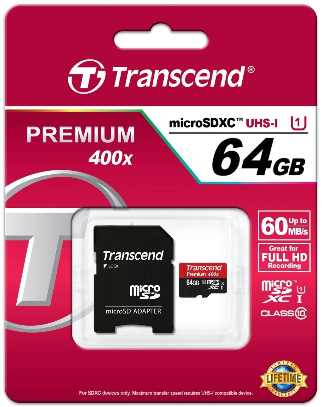 Transcend Micro SDXC Premium 400x 64GB 60MB/s UHS-I