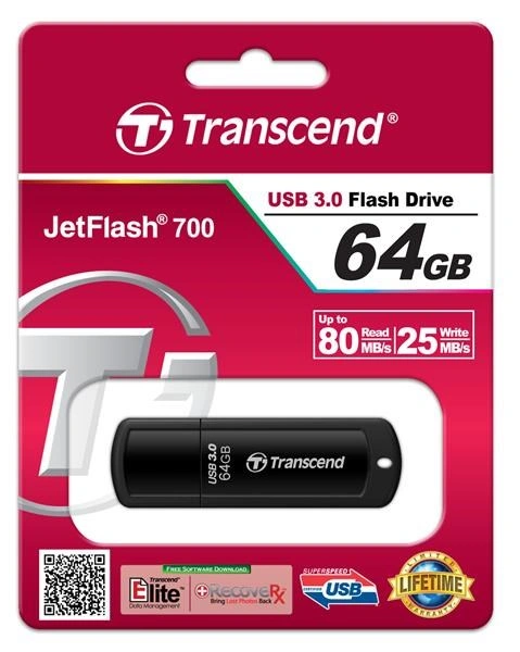 Transcend JetFlash 700 64GB, černý