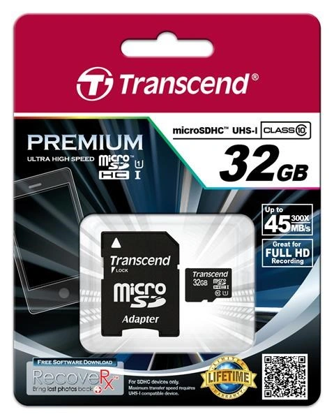 Transcend Micro SDHC Premium 32GB UHS-I + SD adaptér