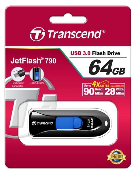 Transcend JetFlash 790 64GB černá/modrá