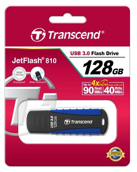Transcend JetFlash 810 128GB, černá/modrá