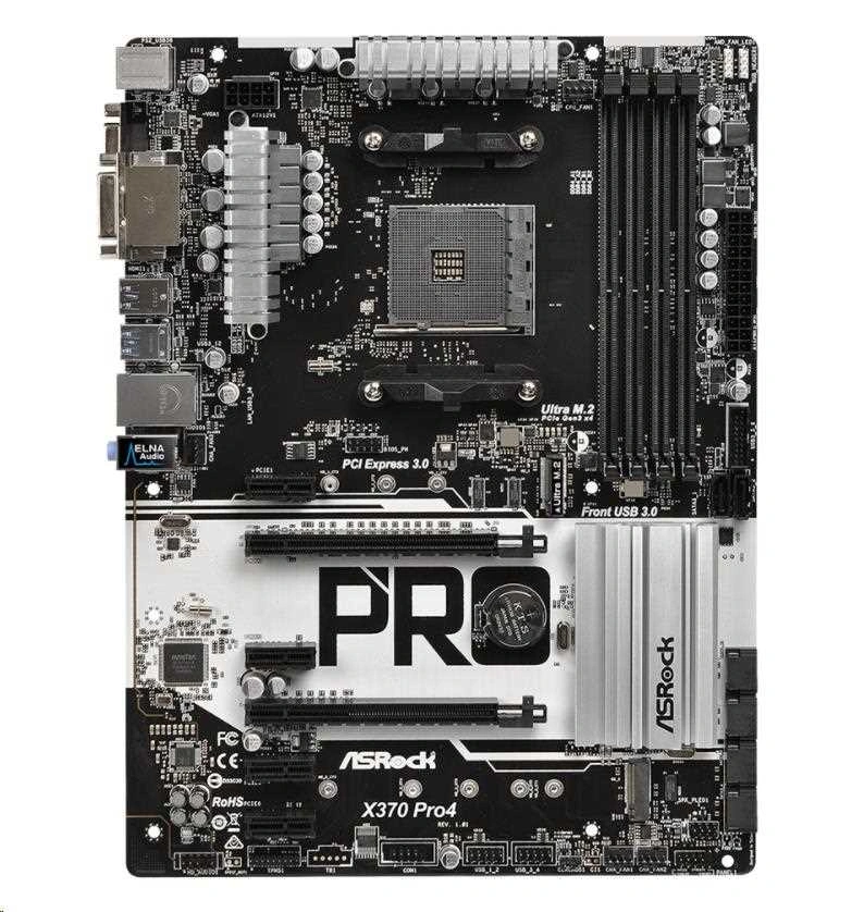 ASRock MB Sc AM4 X370 PRO4, AMD X370, 4xDDR4, VGA