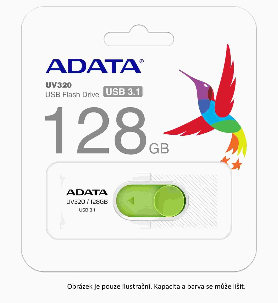 ADATA Flash Disk 128GB USB 3.1 Dash Drive UV320, Black/Blue