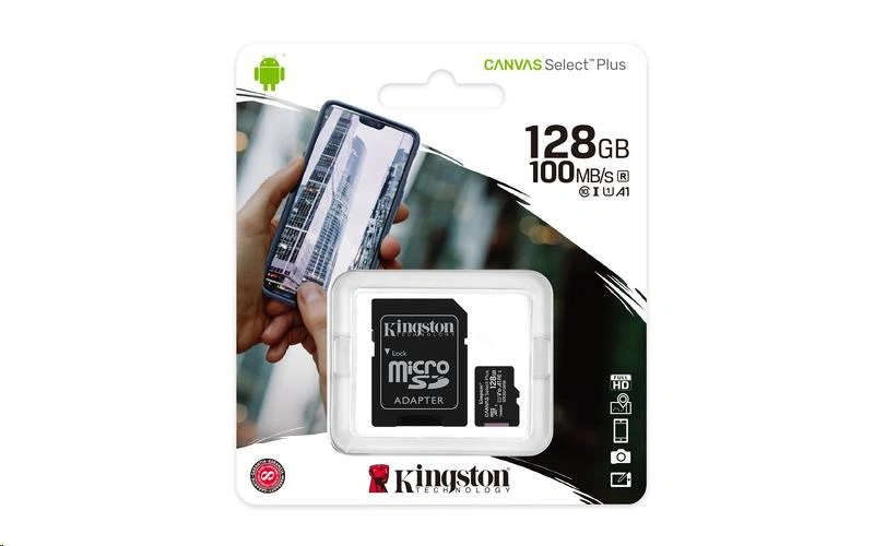 Kingston Micro SDXC Canvas Select 128GB 80MB/s UHS-I + SD adaptér (SDCS/128GB)