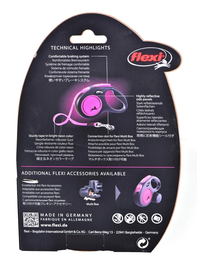 Flexi New Neon S pásek 5 m růžové 15 kg