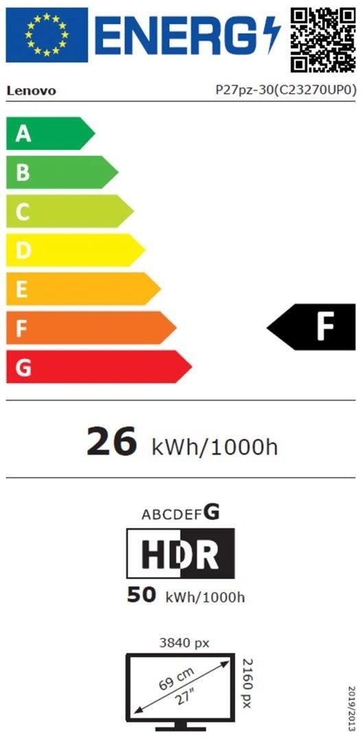 Lenovo P27pz-30 LED display 68,6 cm (27") 3840 x 2160 px 4K Ultra HD LCD Černá