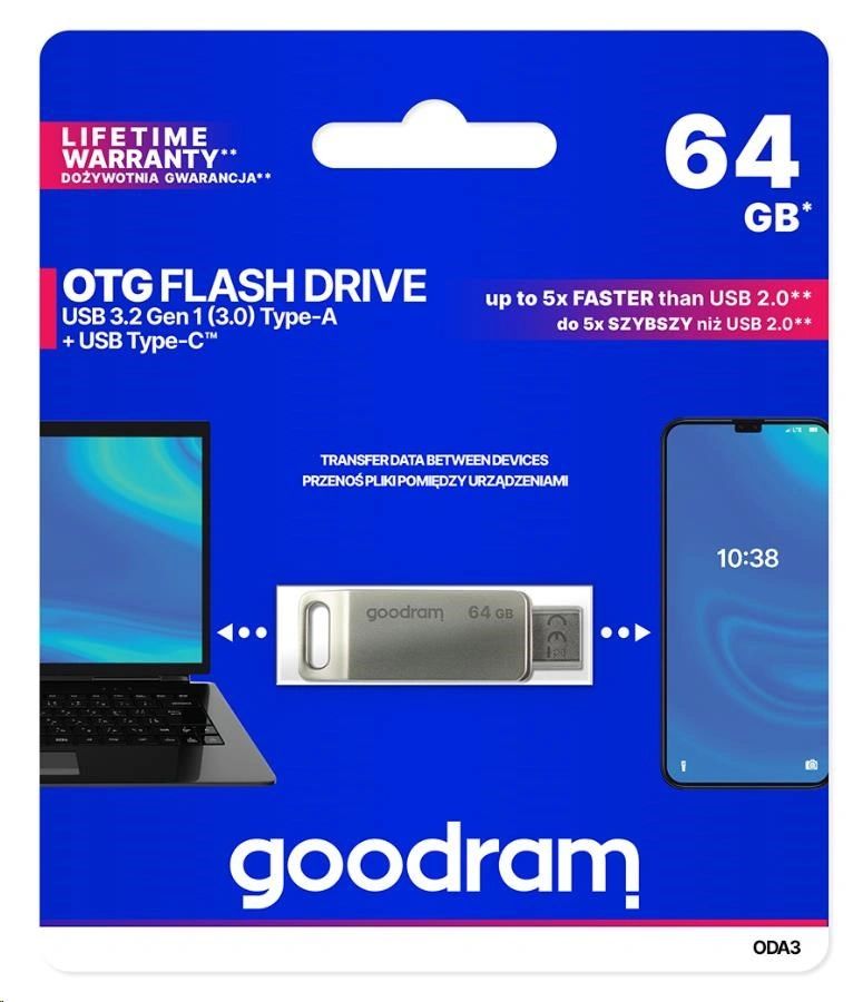 Goodram Flash Disk 64GB ODA3, USB 3.2, Silver