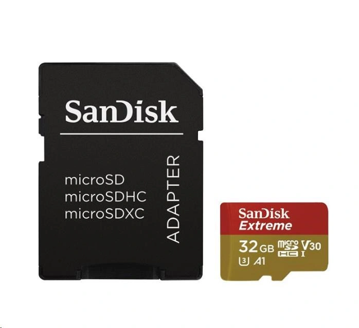 SanDisk MicroSDHC 32GB Extreme A1 UHS-I (V30) U3 + SD adaptér