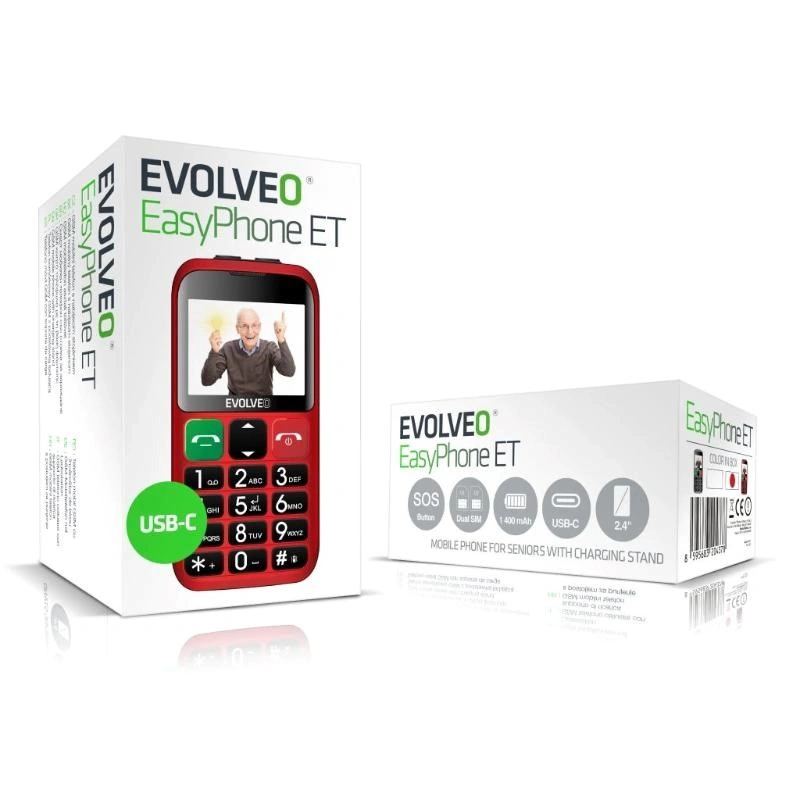 EVOLVEO EasyPhone ET, červená