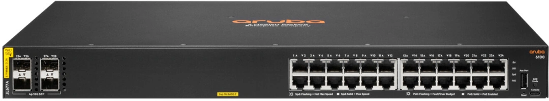 Aruba 6100 - 24x100/1000 PoE + 4xSFP+, PoE (370W)