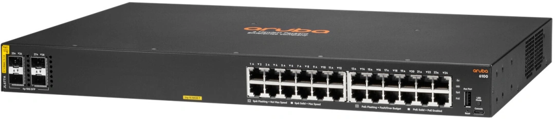 Aruba 6100 - 24x100/1000 PoE + 4xSFP+, PoE (370W)