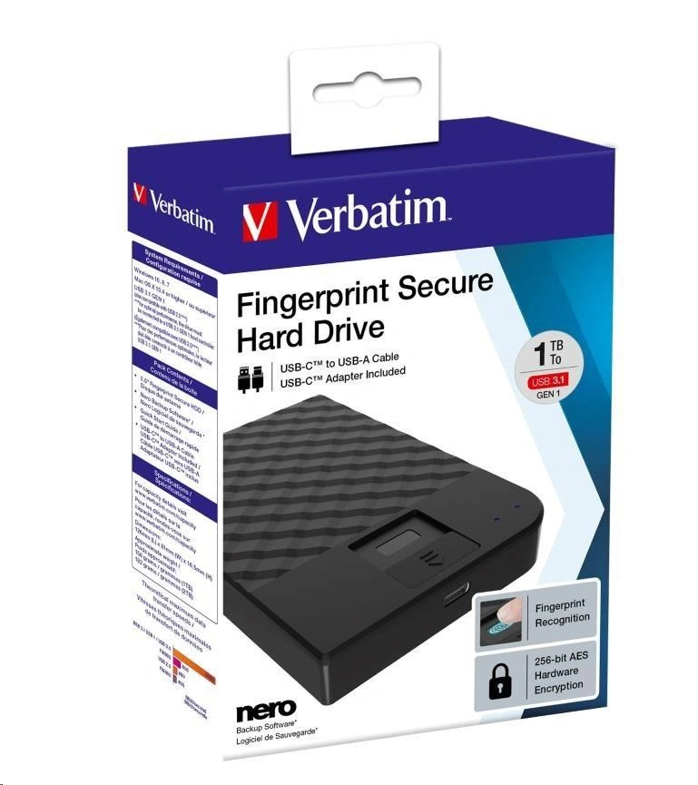 VERBATIM HDD 2TB Fingerprint Secure (53651)