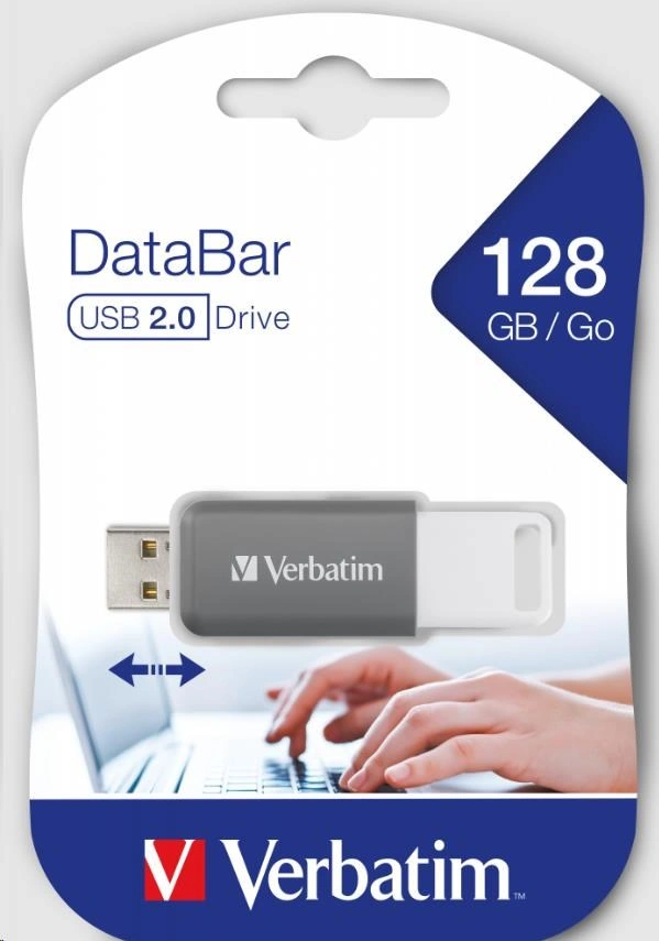 Verbatim 128GB USB Flash 2.0 DataBar šedý