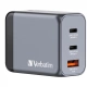 Verbatim cestovní adaptér GNC-65, GaN, 2xUSB-C PD 65W, 1xUSB-A QC 3.0