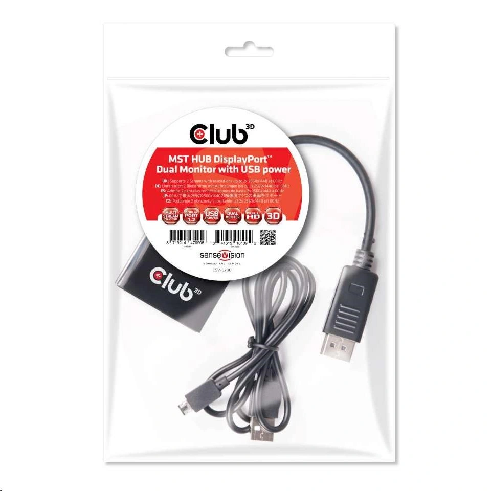 Club3D mst HUB 1X DP to 2X DP