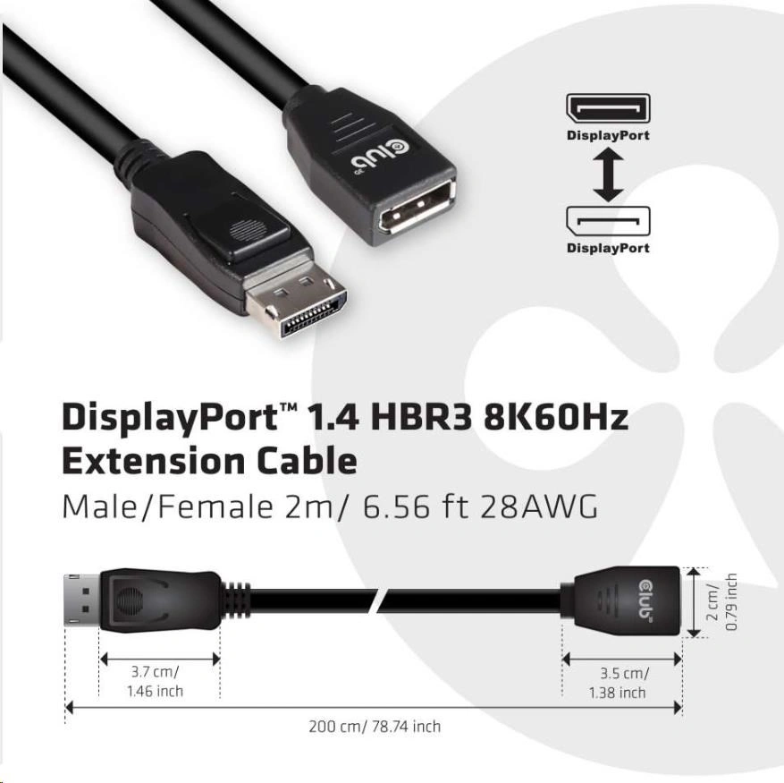 Club3D DP 1.4 extension cable 2m