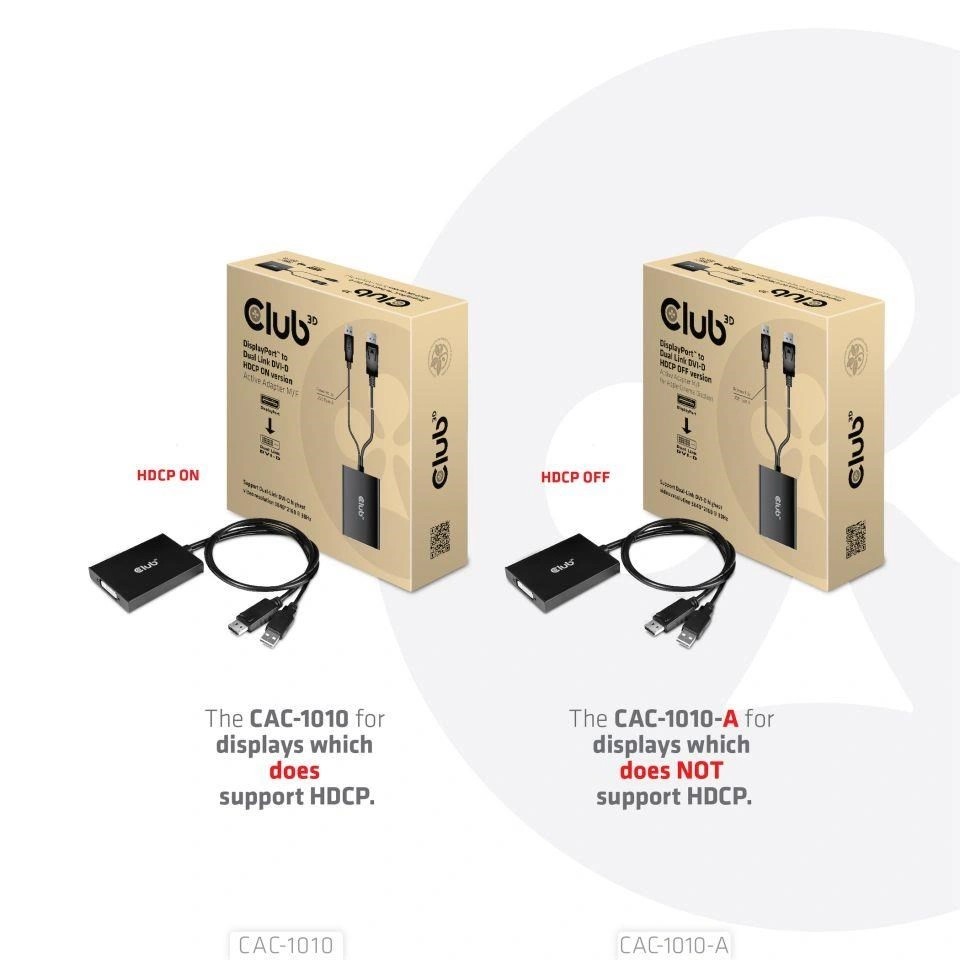 Club-3D aktivní adaptér DisplayPort na Dual Link DVI-I