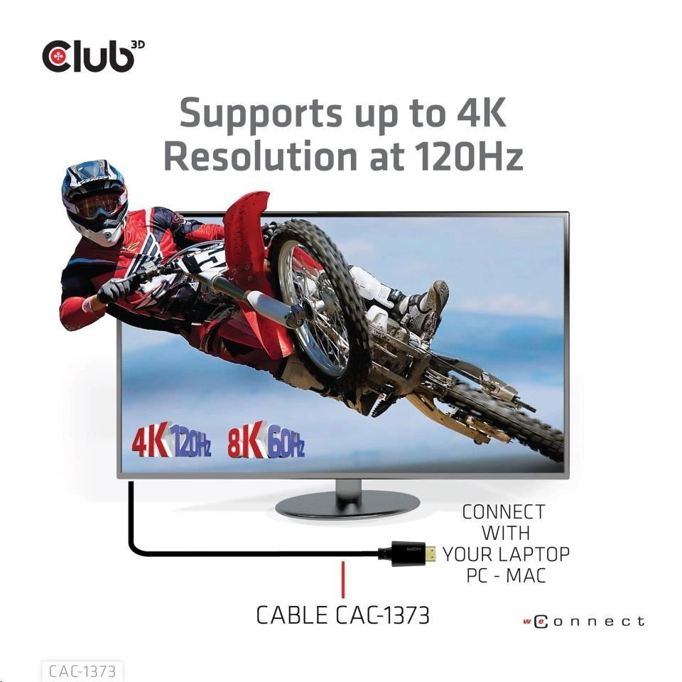 Club3D kabel HDMI 2.1, M/M, 4K@120Hz, 8K@60Hz, Ultra High Speed, 3m, černá