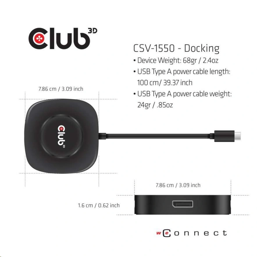 Club3D video hub MST, USB-C - 3x DisplayPort