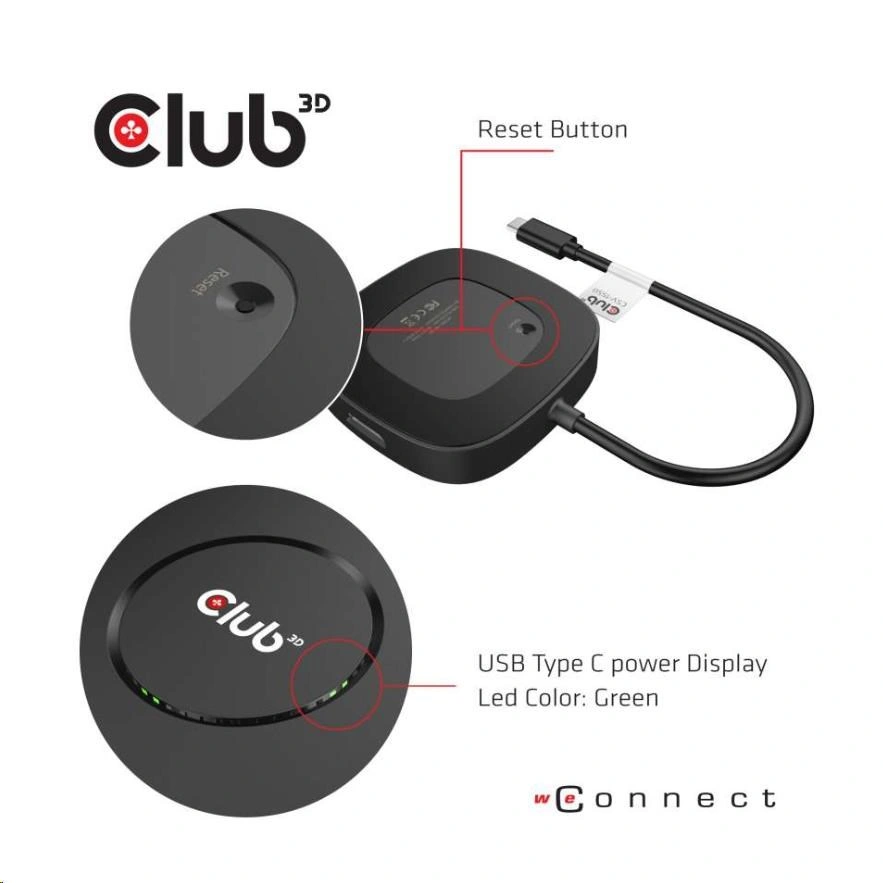 Club3D video hub MST, USB-C - 3x DisplayPort