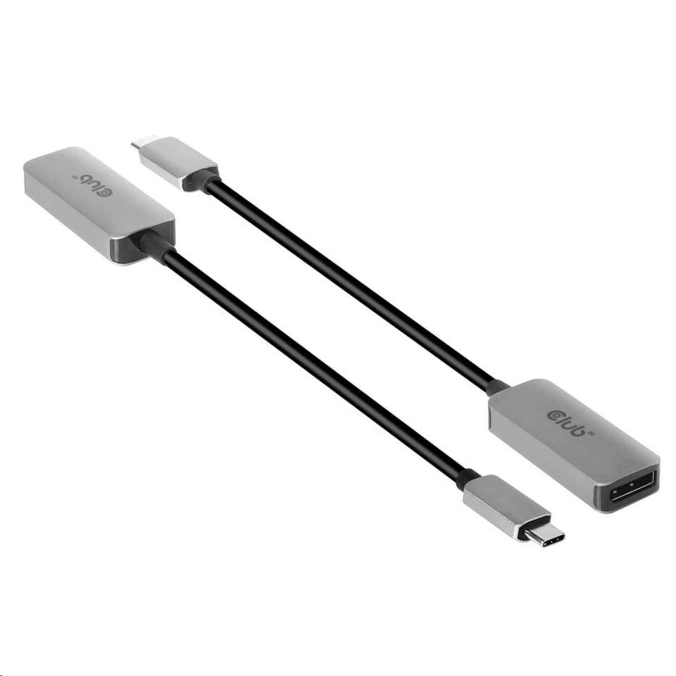 Club3D adaptér USB-C - DisplayPort 1.4, M/F, 8K@60Hz, 22cm, stříbrná