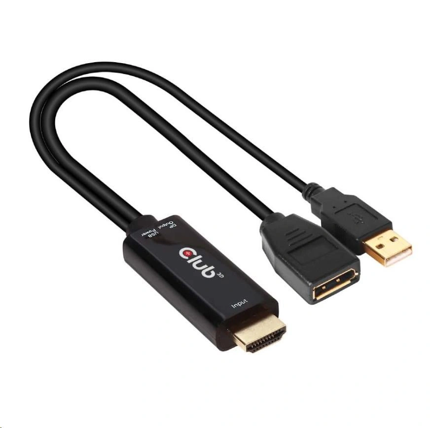 Club3D adaptér HDMI - DisplayPort 1.2, M/F, 4K@60Hz, aktivní, 25cm, černá