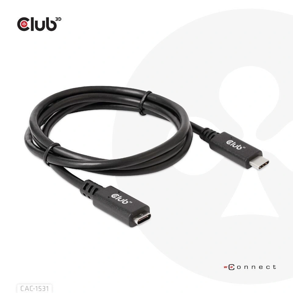 Club3D prodlužovací kabel USB-C, 5Gbps, 60W(20V/3A), 4K@60Hz (M/F), 1m