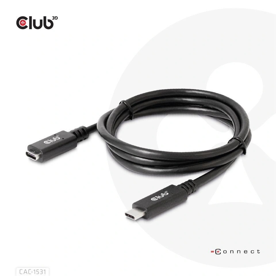 Club3D prodlužovací kabel USB-C, 5Gbps, 60W(20V/3A), 4K@60Hz (M/F), 1m