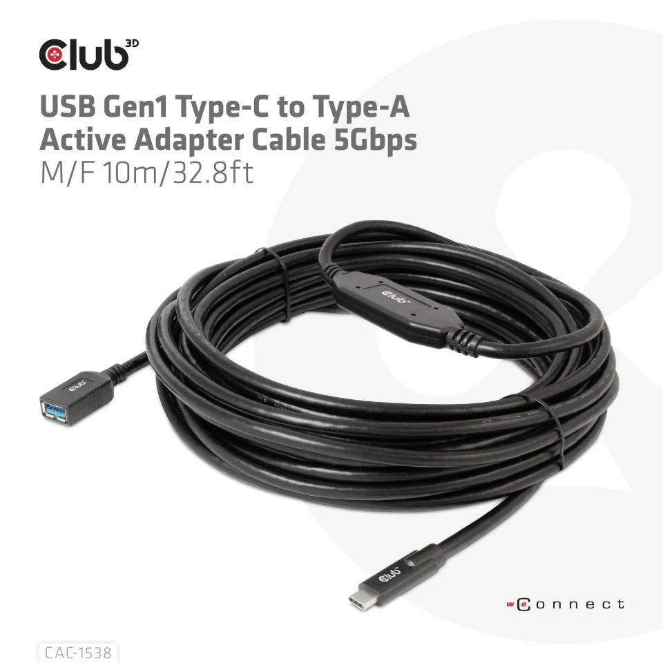 Club3D kabel USB-C - USB-A, 5 Gbps (M/F), 10m