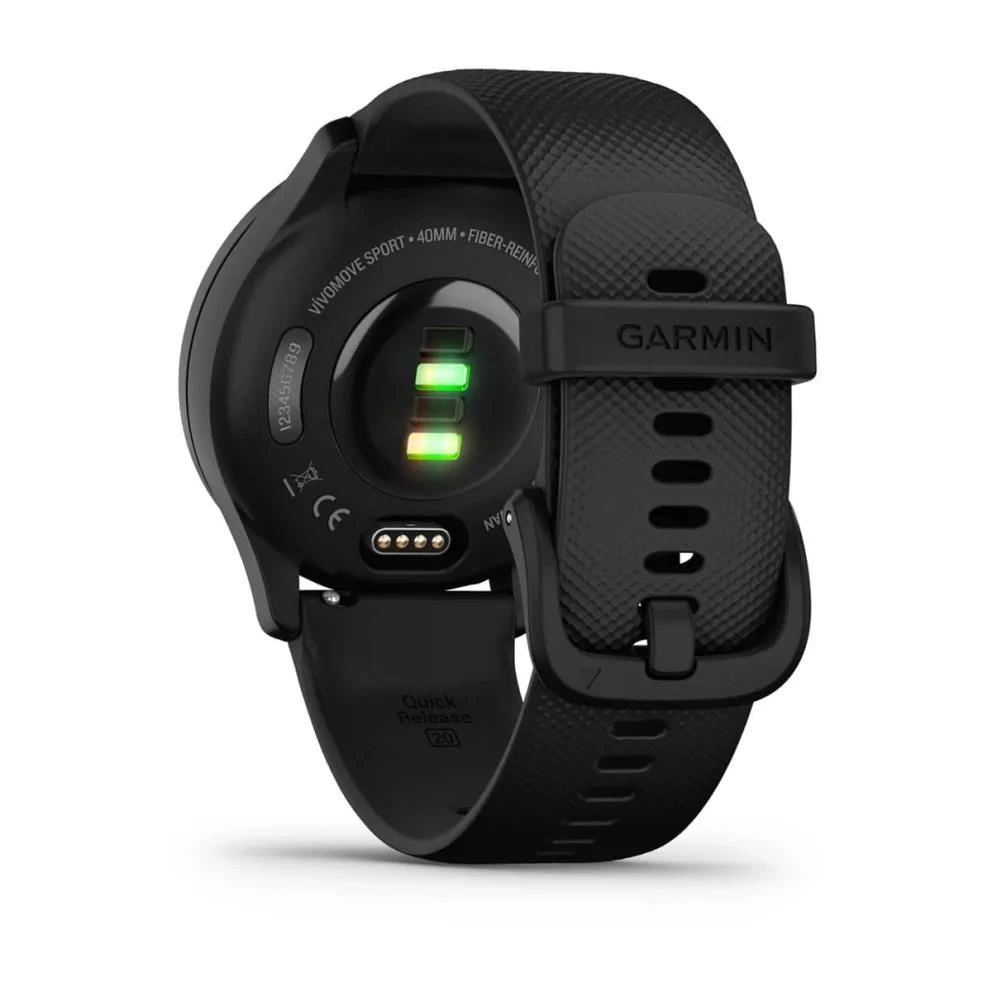 Garmin vívomove Sport, černá, černý silikonový náramek