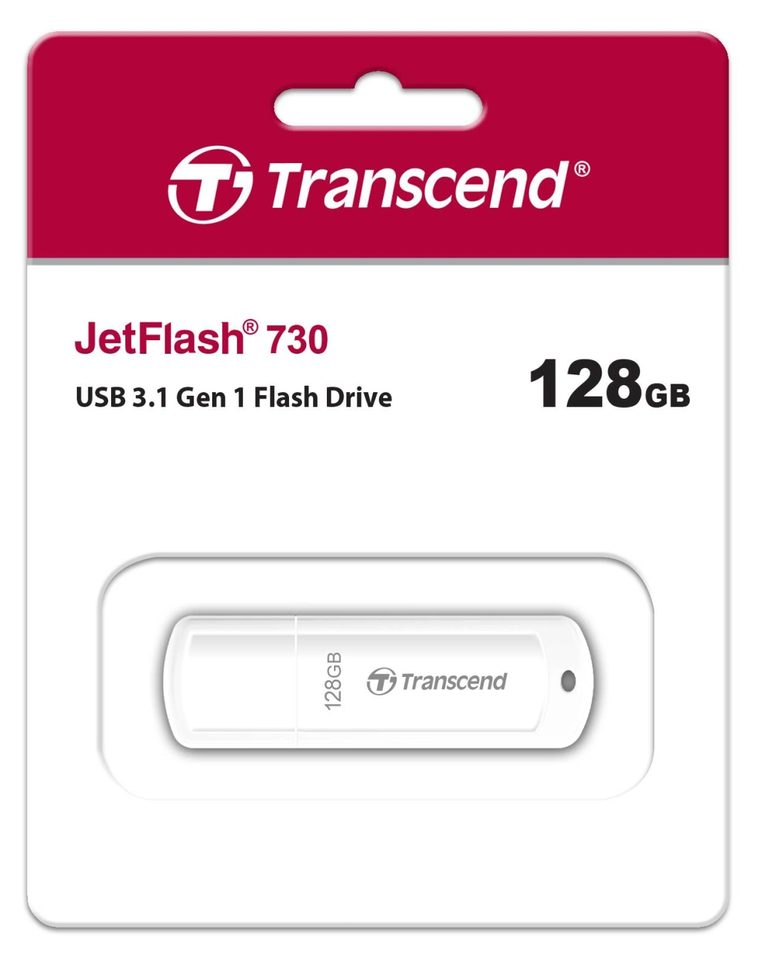 Transcend JetFlash 730 128 GB USB 3.1 Gen 1, bílá