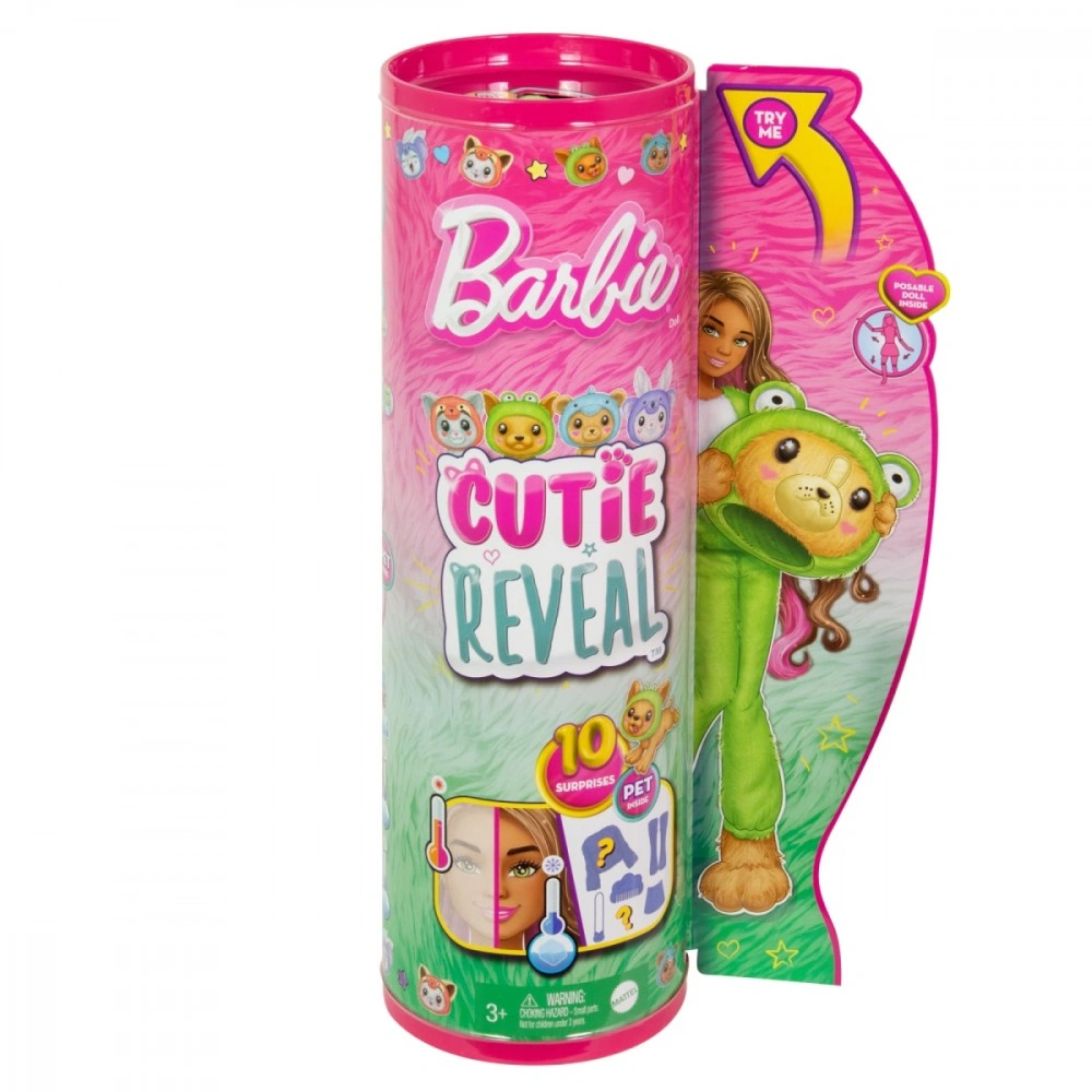 Mattel Barbie Cutie Reveal Barbie v kostýmu - pejsek v zeleném kostýmu žabky HRK22