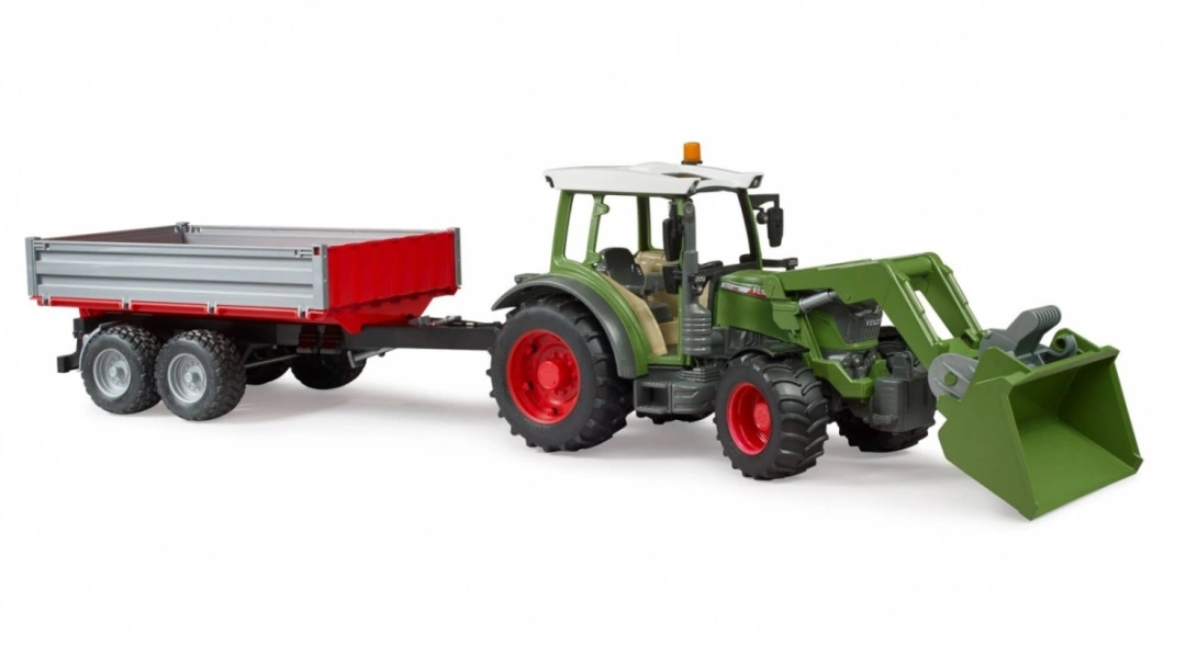 Bruder 2182 Fendt Vario 211 traktor s vlekem a nakladačem