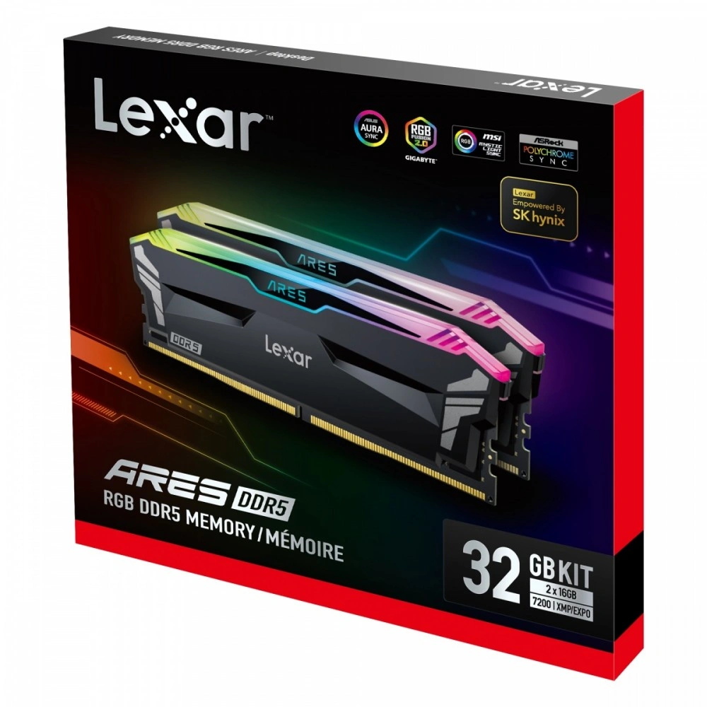 Lexar ARES RGB DDR5 32GB (2x16GB) 7200 CL34, černá