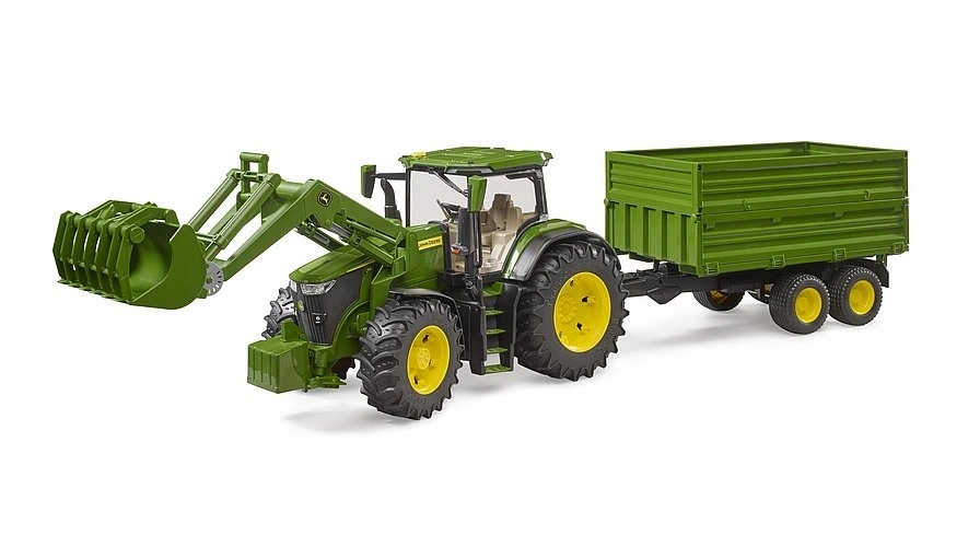 Bruder Farmer - traktor John Deere s předním nakladačem a sklápěcím přívěsem