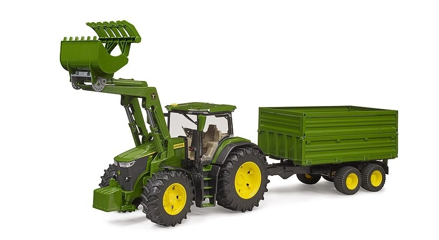 Bruder Farmer - traktor John Deere s předním nakladačem a sklápěcím přívěsem