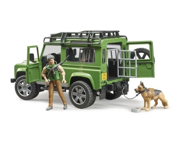 Bruder 2587 Land Rover s myslivcem a psem