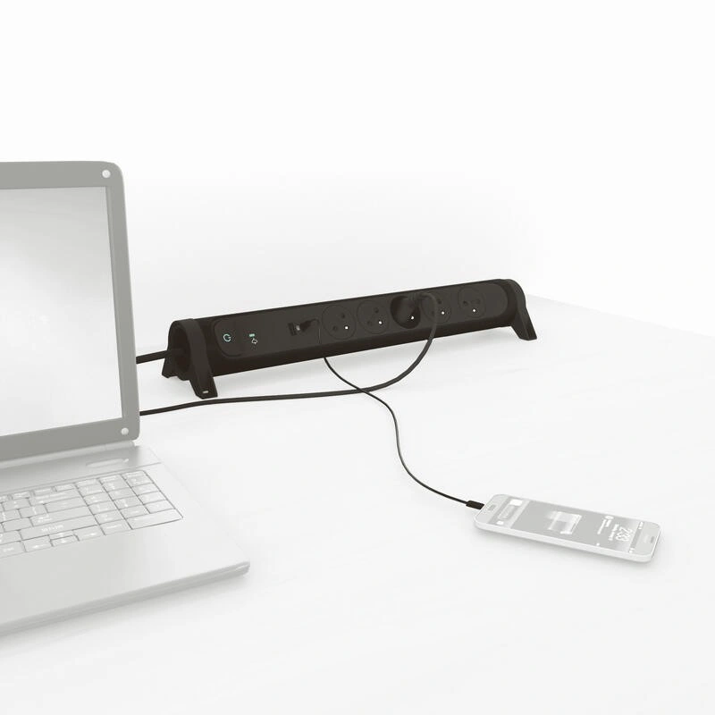 Legrand 5× zásuvka, USB, USB-C, 1,5 m, černá