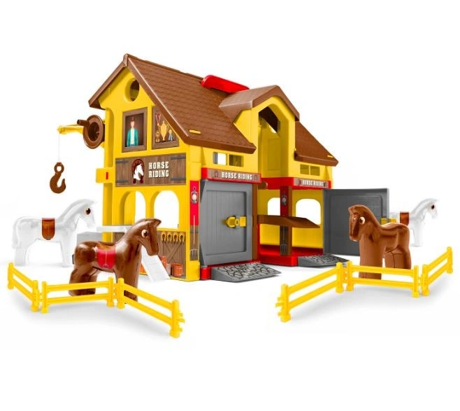 Wader Play House - Ranč s koňmi plast + kůň 4ks v krabici 59x39x15cm