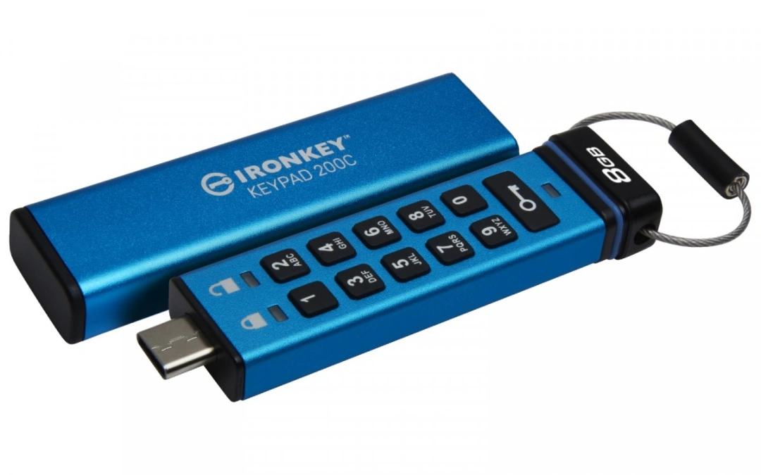 Kingston IronKey Keypad 200C, 8GB, modrá