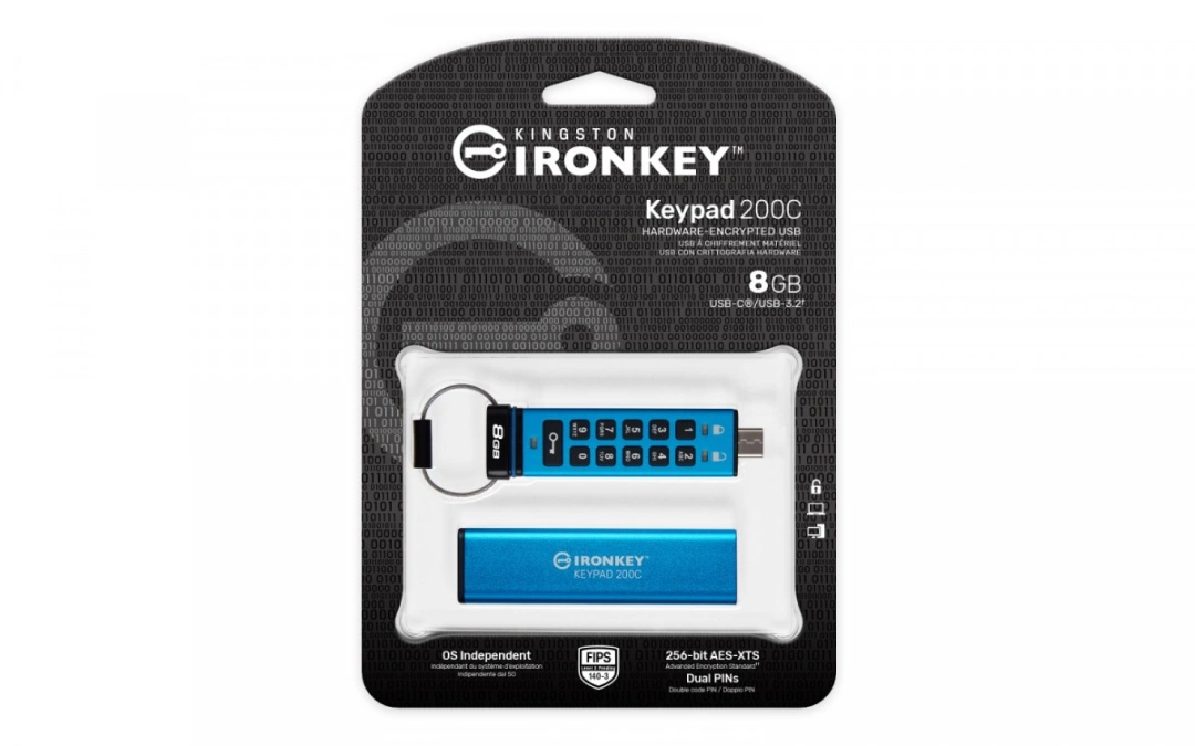 Kingston IronKey Keypad 200C, 8GB, modrá