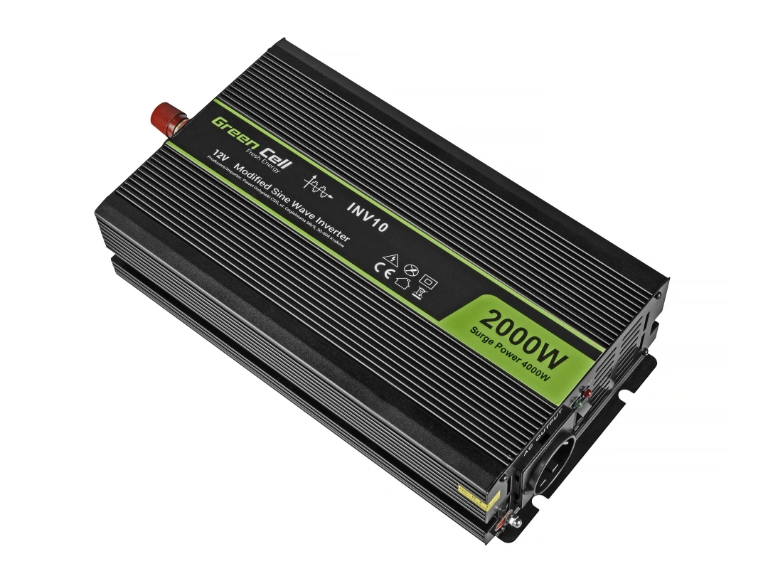 Green Cell INV10 měnič 2000W ze 12V - modifikovaná sinusovka