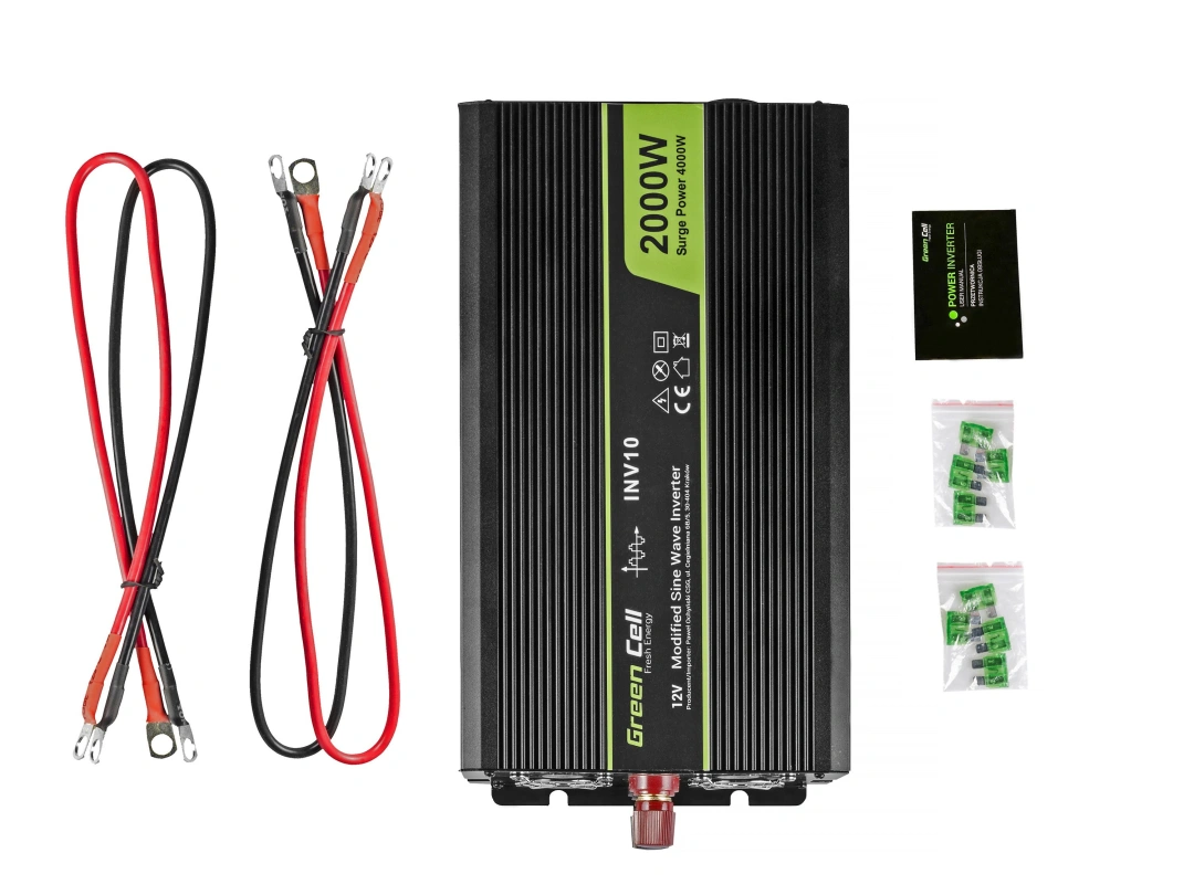 Green Cell INV10 měnič 2000W ze 12V - modifikovaná sinusovka