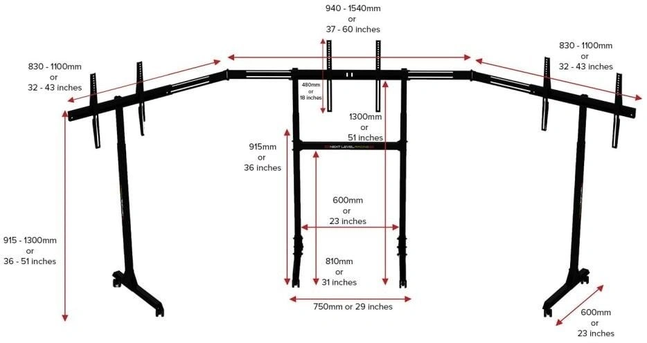 Next Level Racing Free Standing Triple Monitor Stand (NLR-A010)