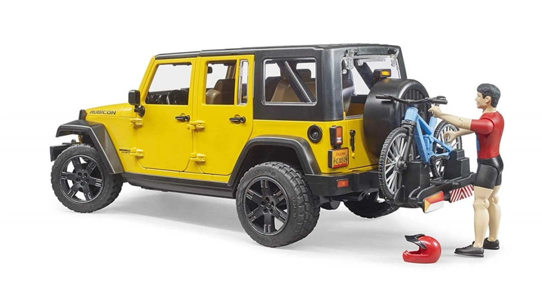 Bruder Volný čas - Jeep Wrangler Rubicon Unlimited s horským kolem a cyklistou