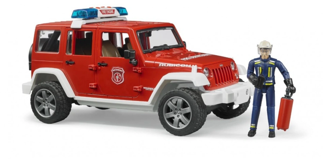 Bruder 2528 požární Jeep Wrangler s hasičem