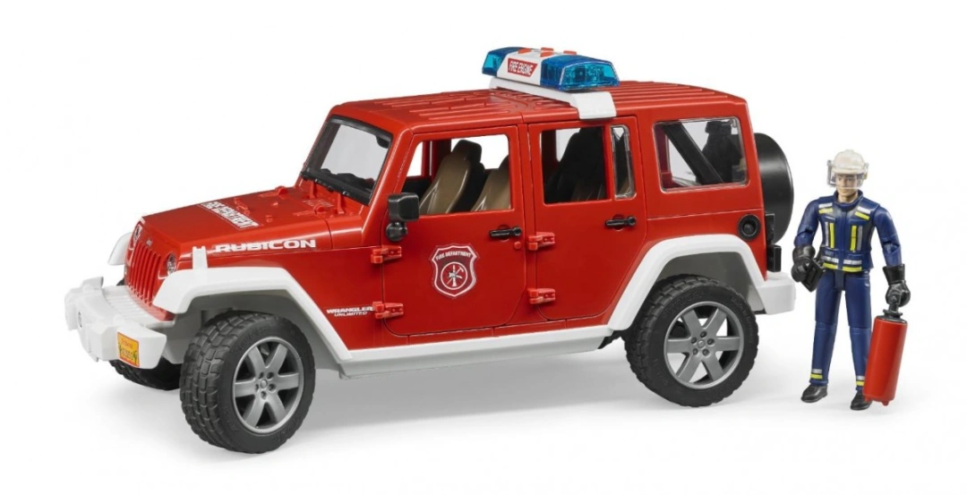 Bruder 2528 požární Jeep Wrangler s hasičem