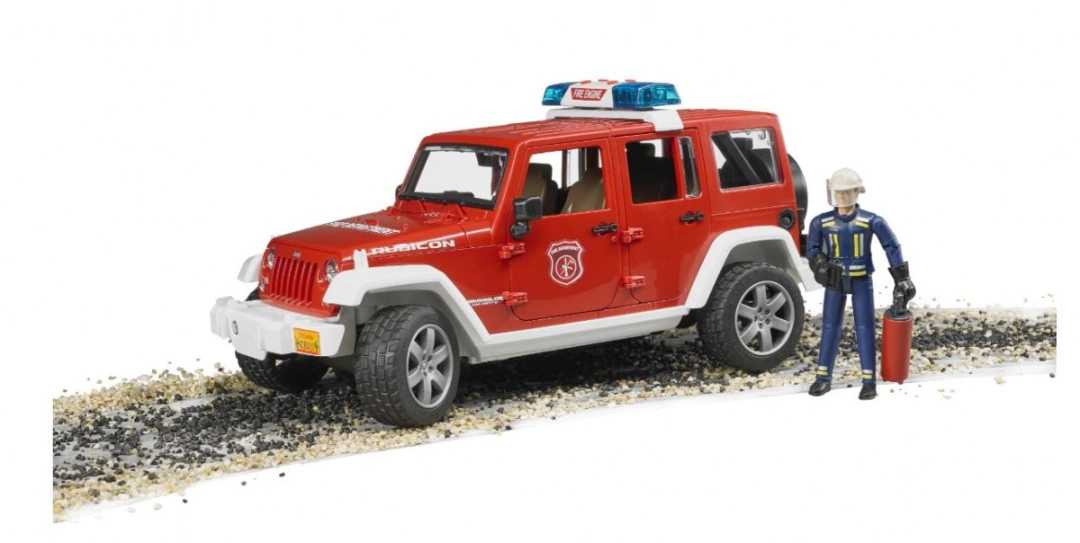 Bruder 2528 požární Jeep Wrangler s hasičem