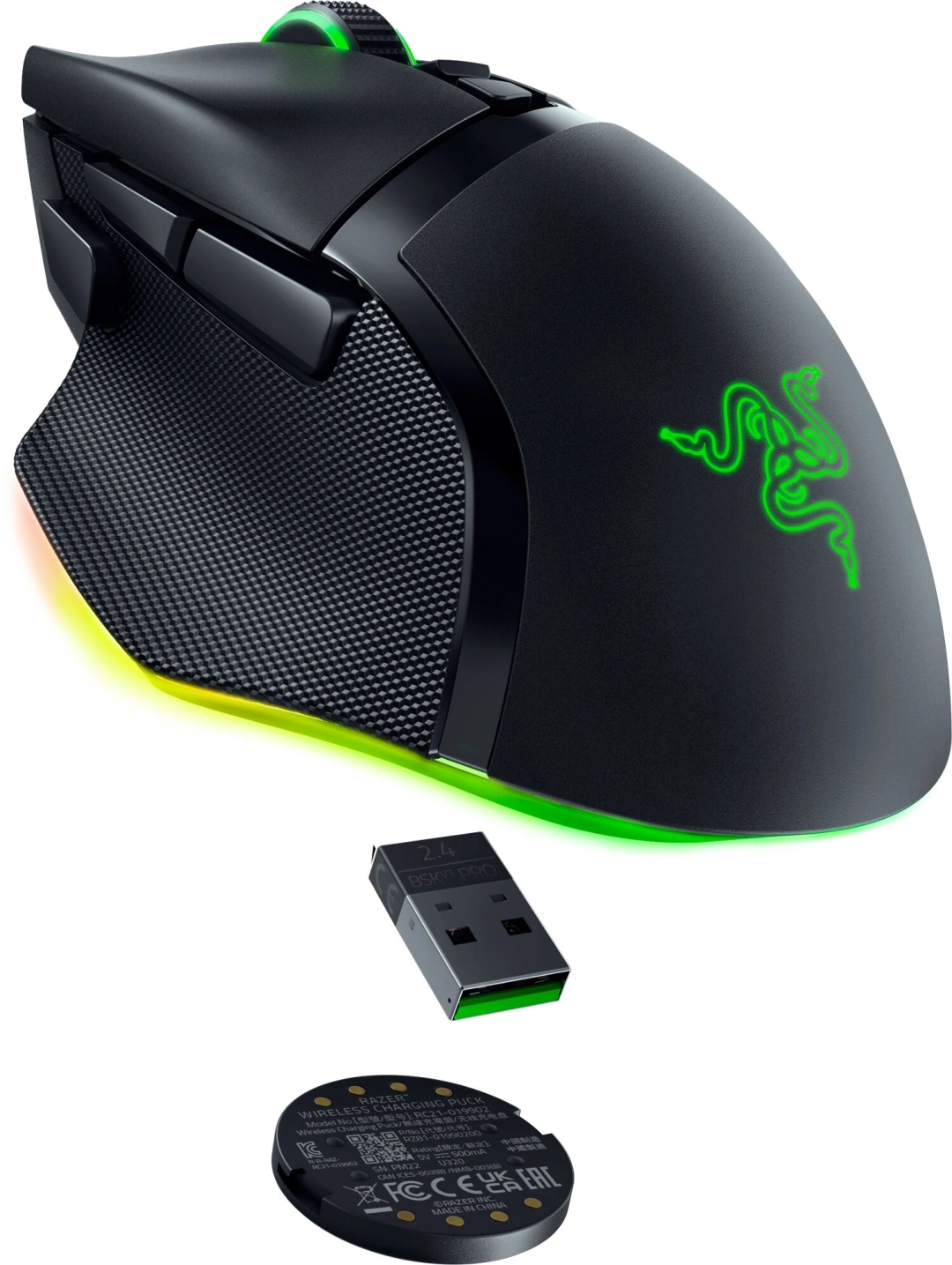 Razer Mouse Dock Pro + Wireless Charging Puck Bundle, kompatibilní s Basilisk V3 Pro